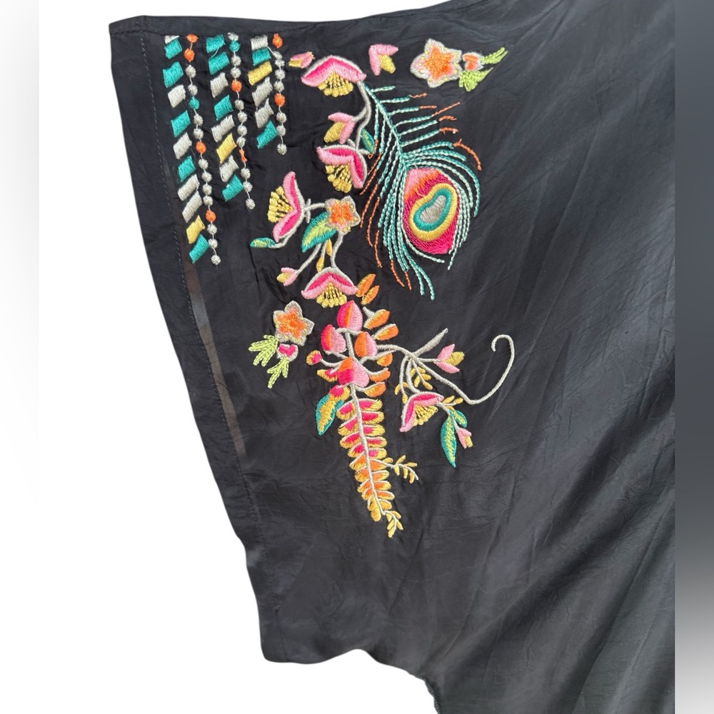 Johnny Was Embroidered Black Kimono with Fringe size L - Picture 3 of 6